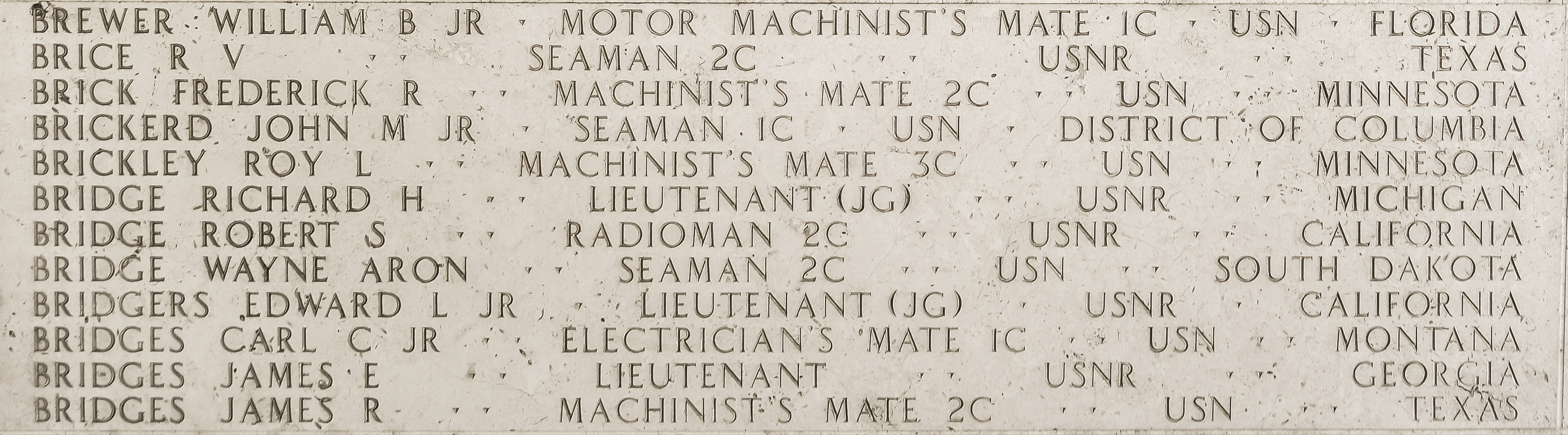 Roy L. Brickley, Machinist's Mate Third Class